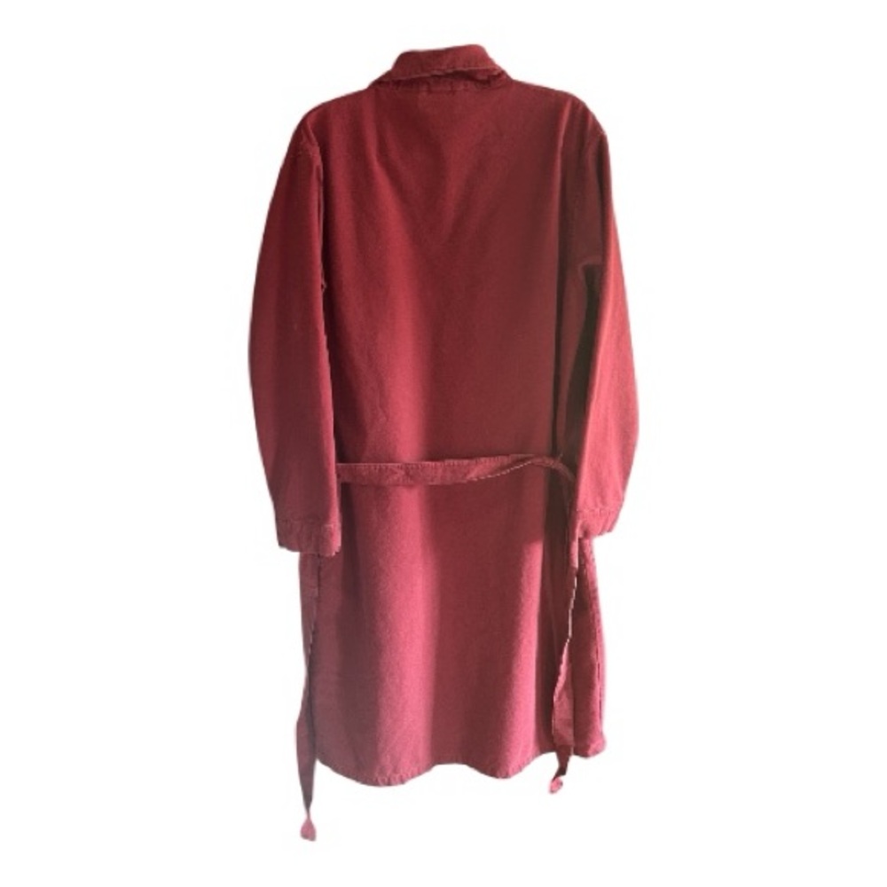 VINTAGE LL BEAN Cotton Chamois Flannel‎ Bathrobe Robe Maroon M - Picture 3 of 11